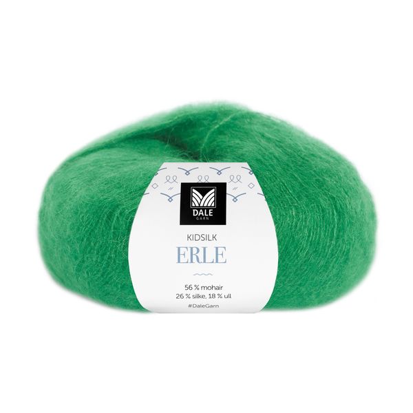 Hovedbilde Dale Kidsilk Erle 9073 Skarp grønn garn